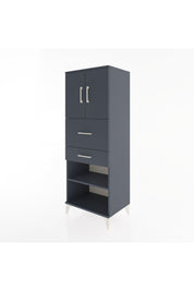 Hyperion Dolap 3 Raflı 2 Çekmeceli 2 Kapaklı 60x44x163 Antrasit-Antrasit