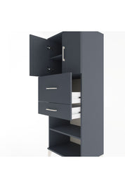 Hyperion Dolap 3 Raflı 2 Çekmeceli 2 Kapaklı 60x44x163 Antrasit-Antrasit