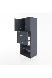 Hyperion Dolap 3 Raflı 2 Çekmeceli 2 Kapaklı 60x44x163 Antrasit-Antrasit