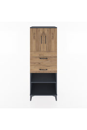 Hyperion Dolap 3 Raflı 2 Çekmeceli 2 Kapaklı 60x44x163 Antrasit-Çam