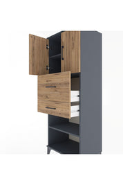 Hyperion Dolap 3 Raflı 2 Çekmeceli 2 Kapaklı 60x44x163 Antrasit-Çam