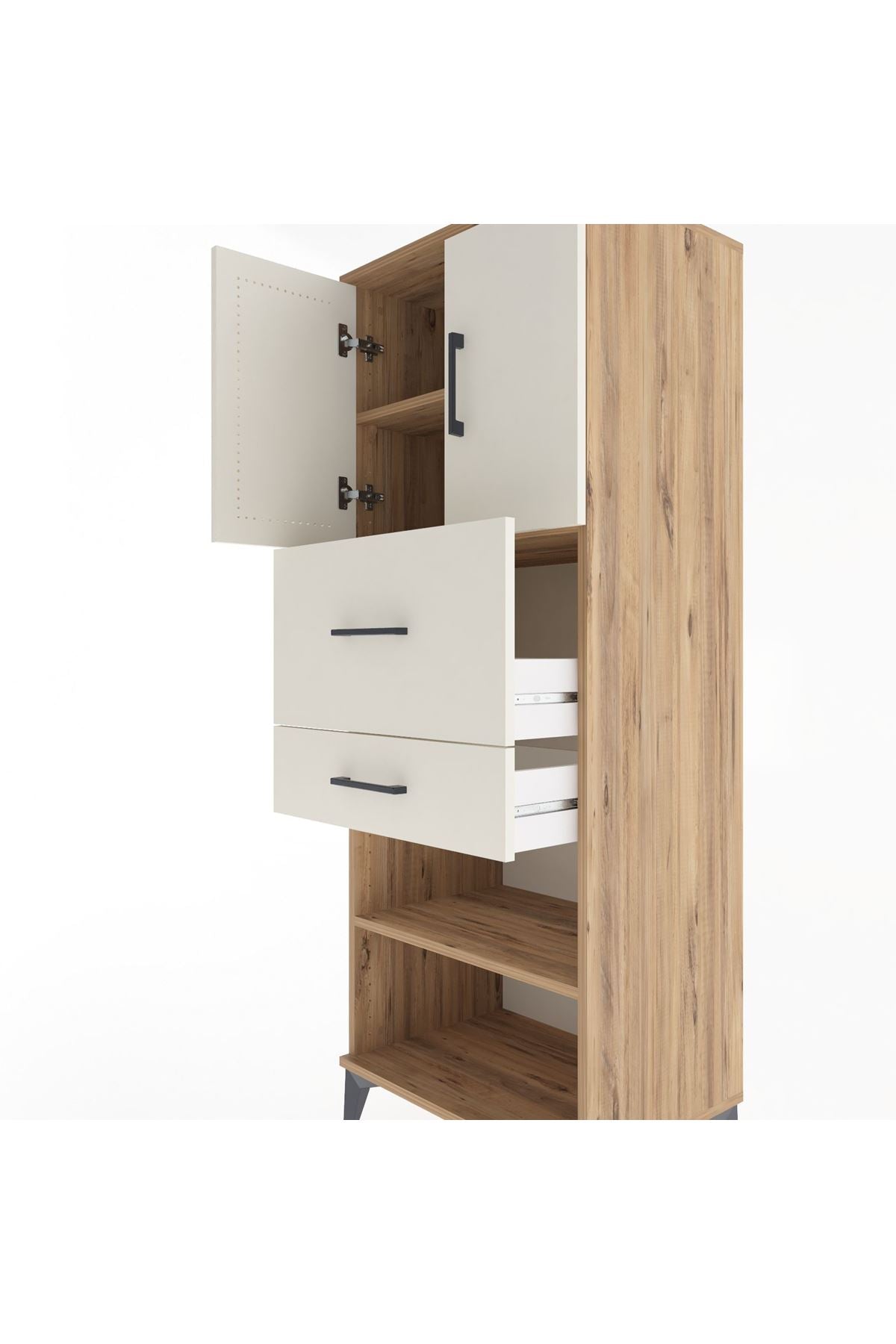 Hyperion Dolap 3 Raflı 2 Çekmeceli 2 Kapaklı 60x44x163 Çam-Aytaşı