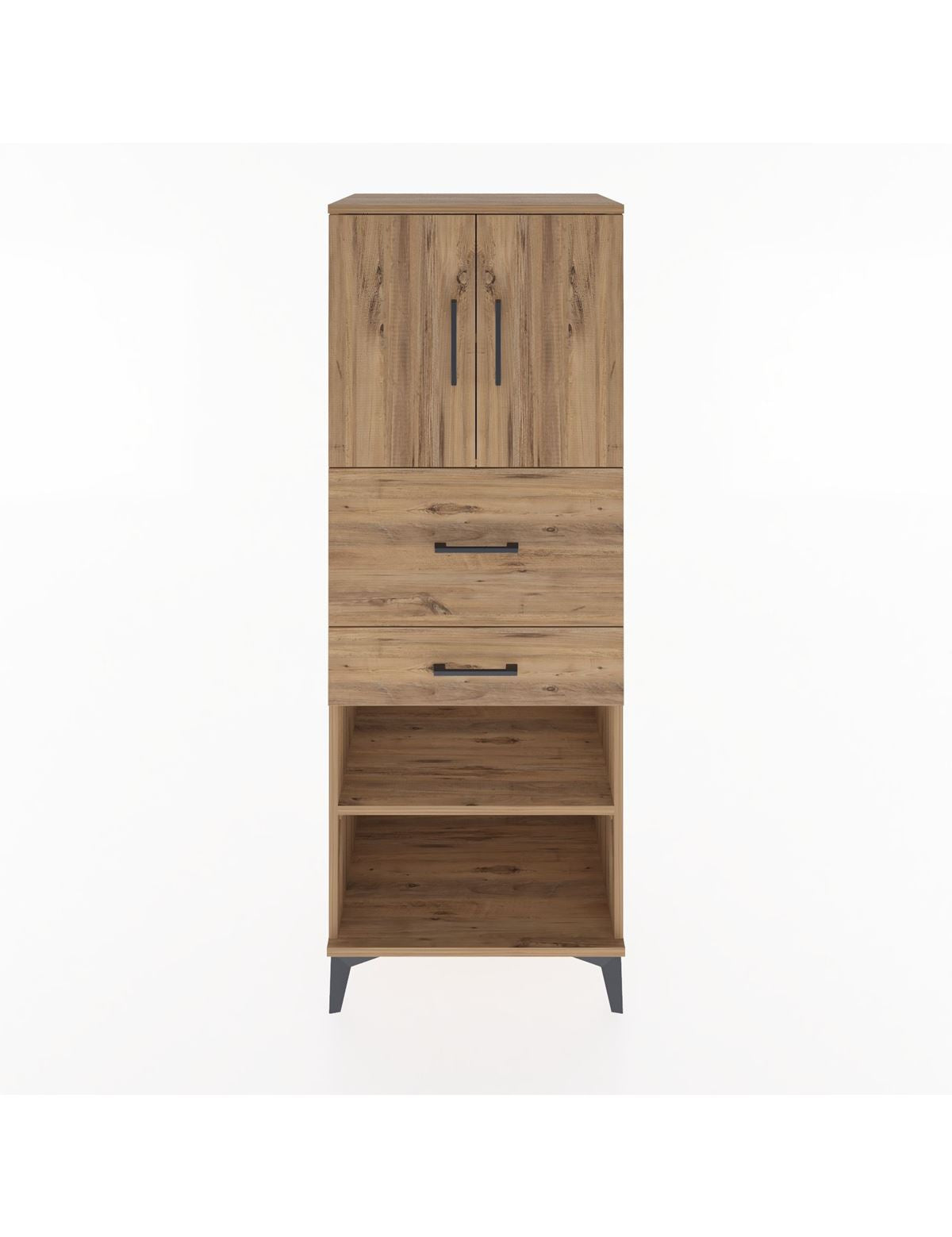 Hyperion Dolap 3 Raflı 2 Çekmeceli 2 Kapaklı 60x44x163 Çam-Çam