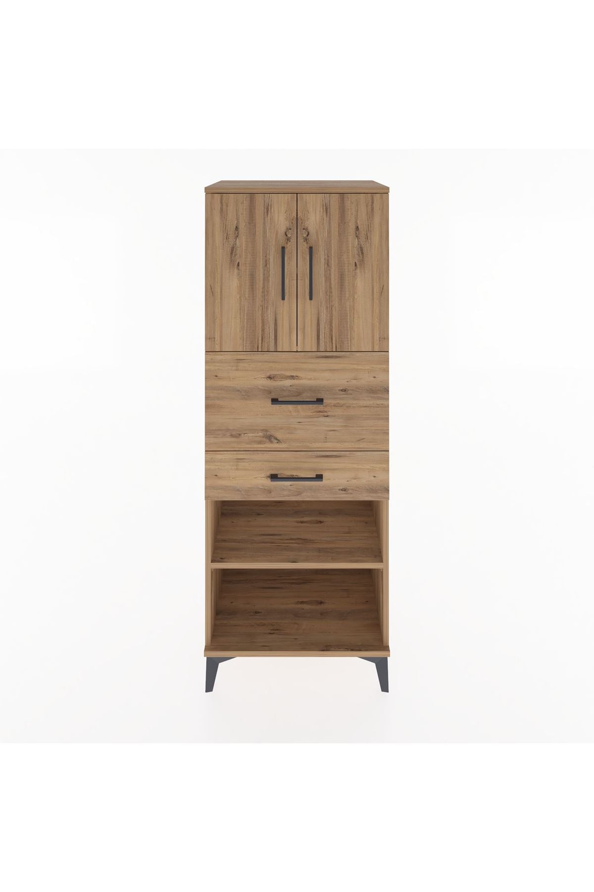 Hyperion Dolap 3 Raflı 2 Çekmeceli 2 Kapaklı 60x44x163 Çam-Çam