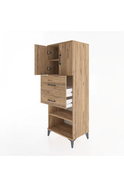 Hyperion Dolap 3 Raflı 2 Çekmeceli 2 Kapaklı 60x44x163 Çam-Çam