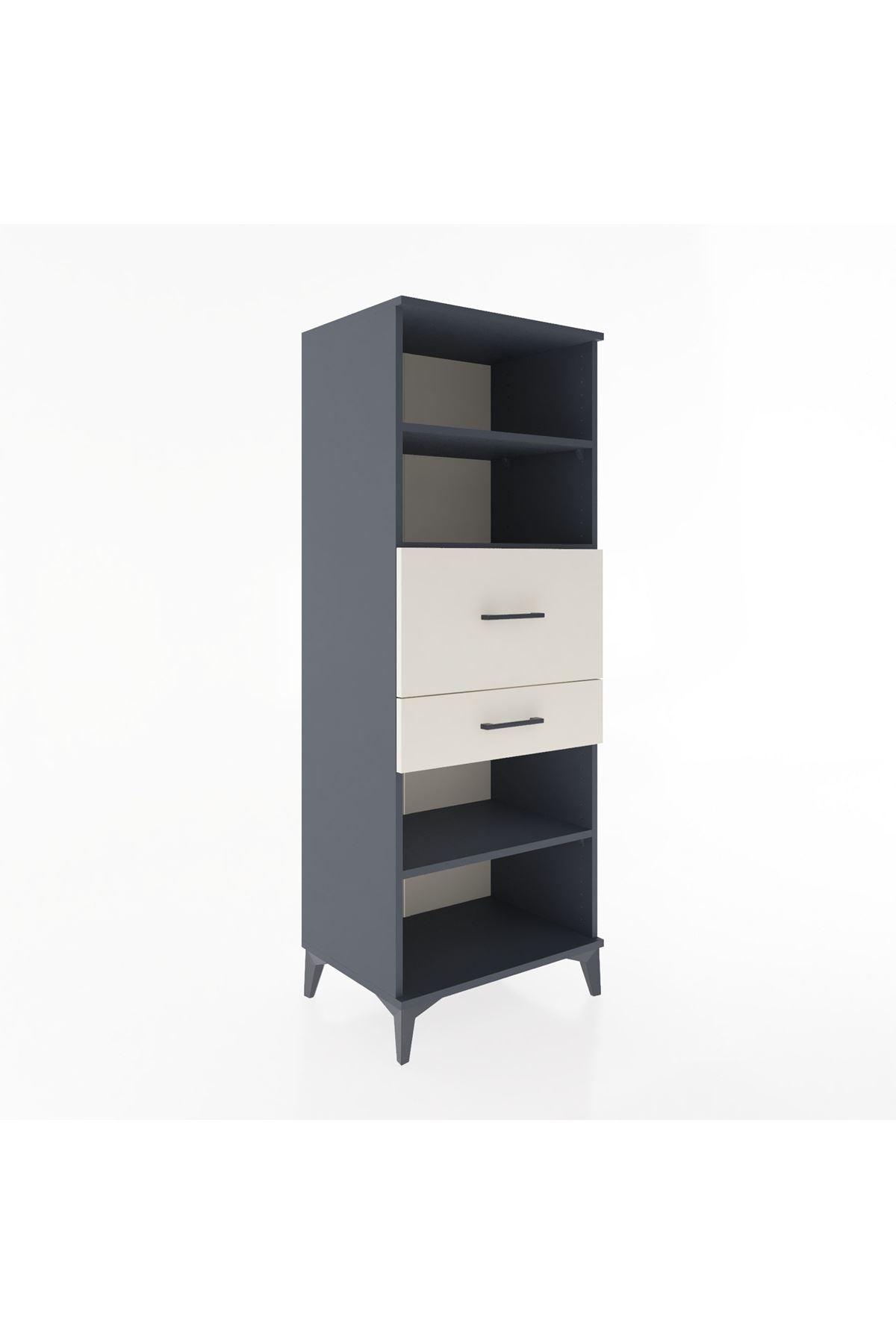 Hyperion Dolap 3 Raflı 2 Çekmeceli 60x44x163 Antrasit-Aytaşı