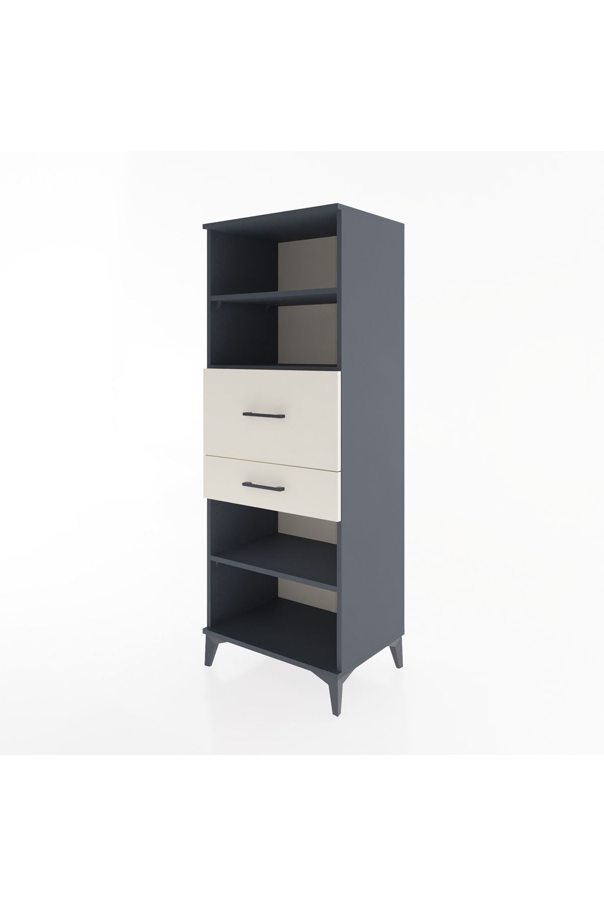 Hyperion Dolap 3 Raflı 2 Çekmeceli 60x44x163 Antrasit-Aytaşı