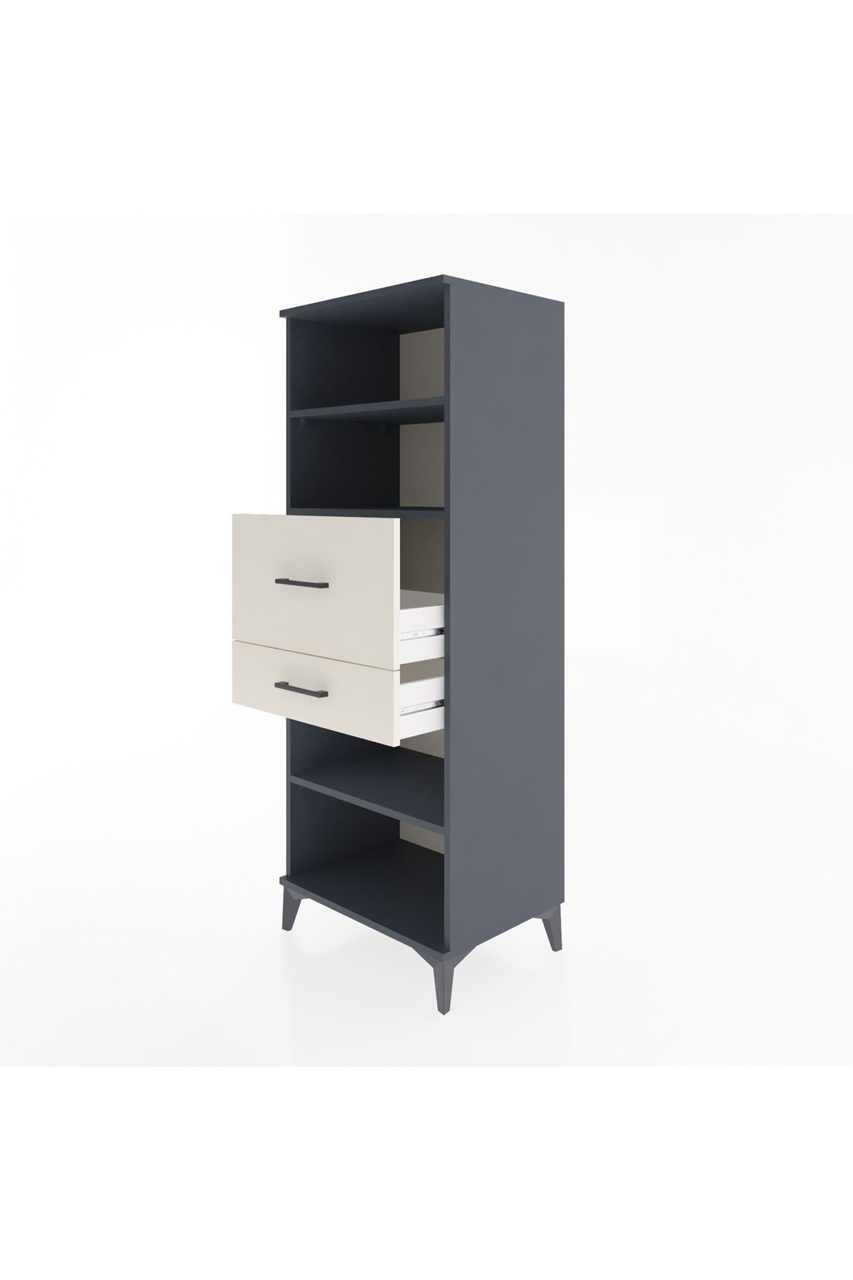 Hyperion Dolap 3 Raflı 2 Çekmeceli 60x44x163 Antrasit-Aytaşı