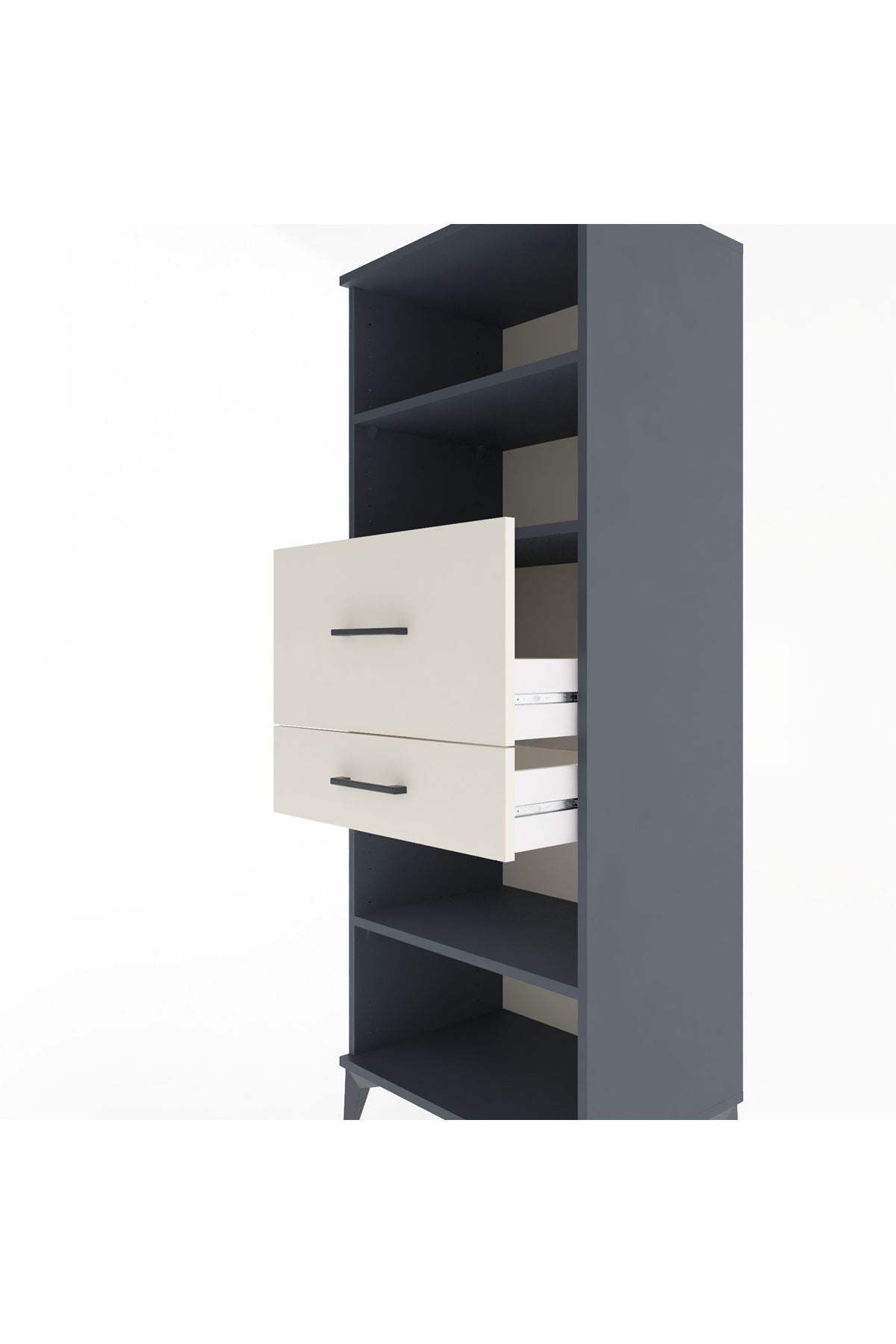 Hyperion Dolap 3 Raflı 2 Çekmeceli 60x44x163 Antrasit-Aytaşı