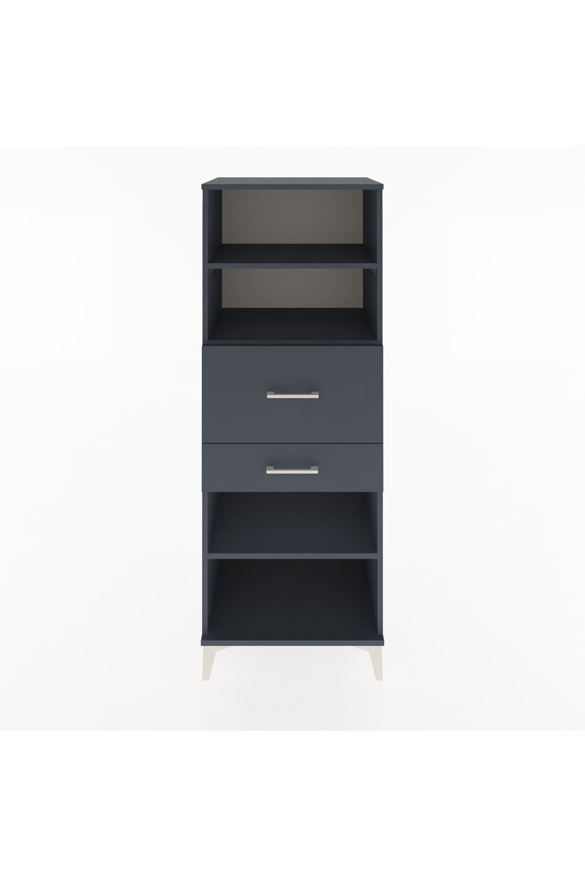 Hyperion Dolap 3 Raflı 2 Çekmeceli 60x44x163 Antrasit-Antrasit