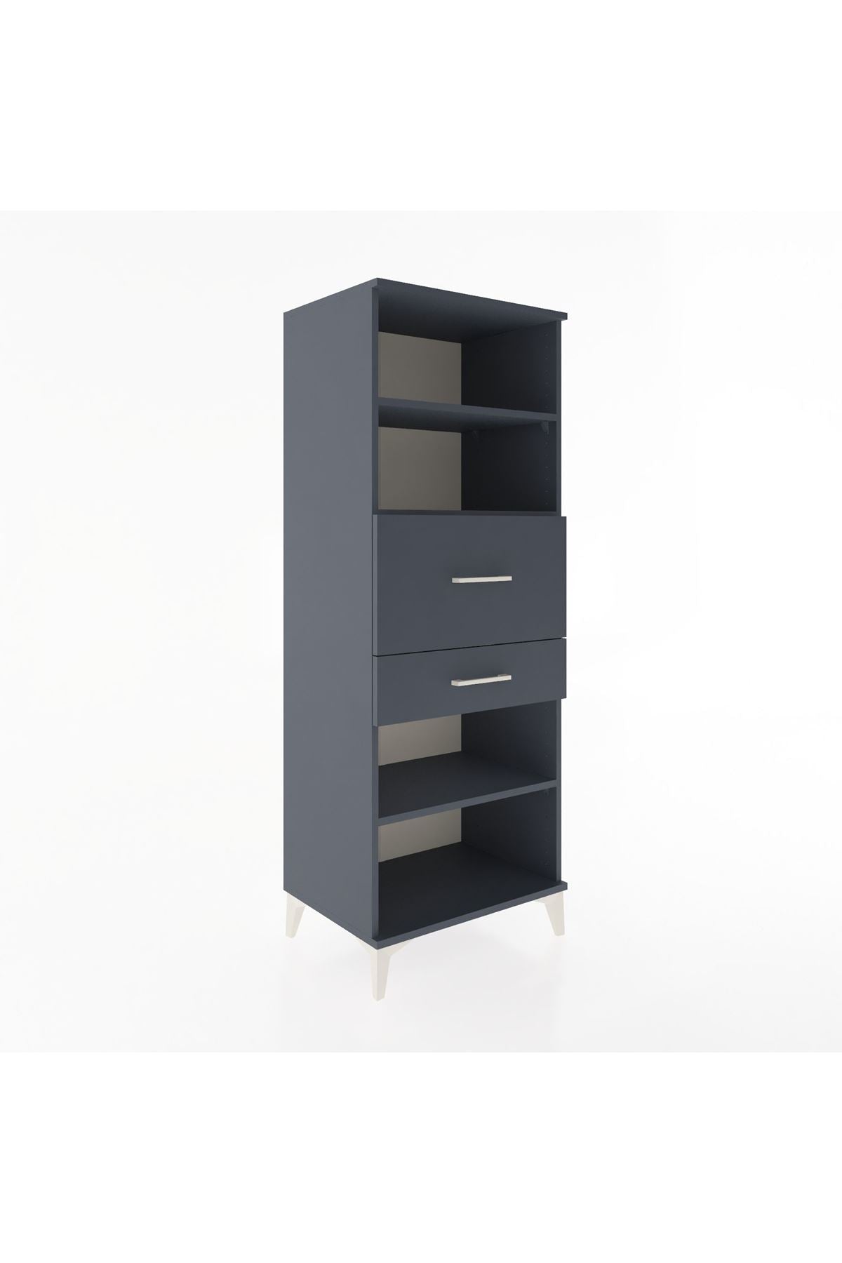 Hyperion Dolap 3 Raflı 2 Çekmeceli 60x44x163 Antrasit-Antrasit