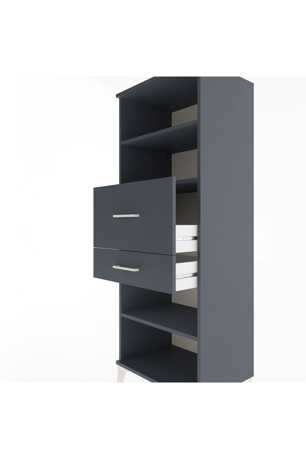 Hyperion Dolap 3 Raflı 2 Çekmeceli 60x44x163 Antrasit-Antrasit