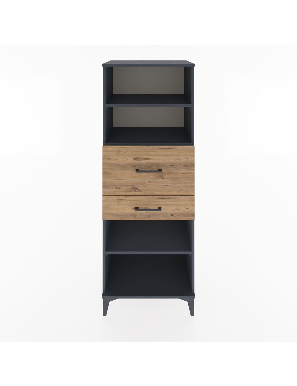 Hyperion Dolap 3 Raflı 2 Çekmeceli 60x44x163 Antrasit-Çam