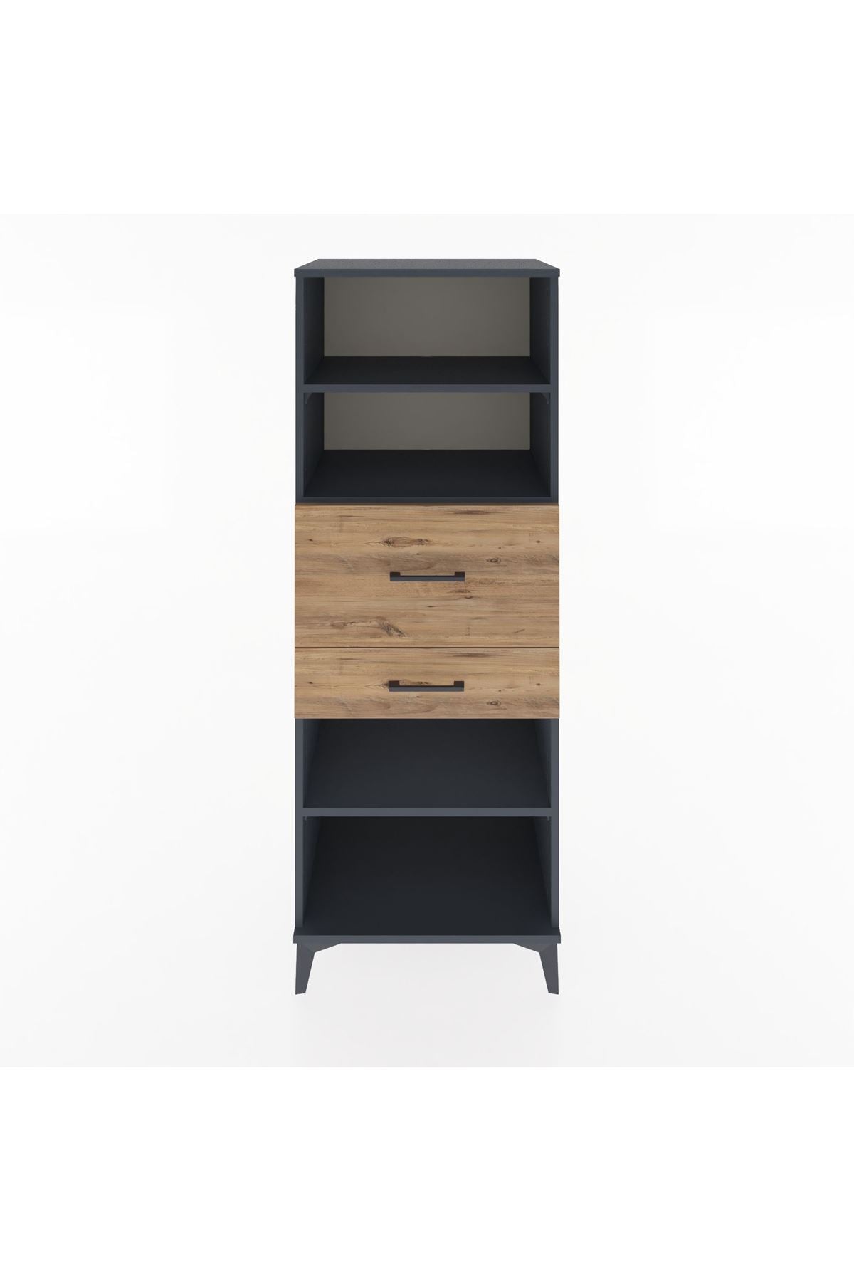 Hyperion Dolap 3 Raflı 2 Çekmeceli 60x44x163 Antrasit-Çam