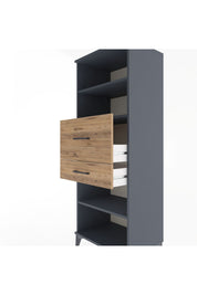 Hyperion Dolap 3 Raflı 2 Çekmeceli 60x44x163 Antrasit-Çam