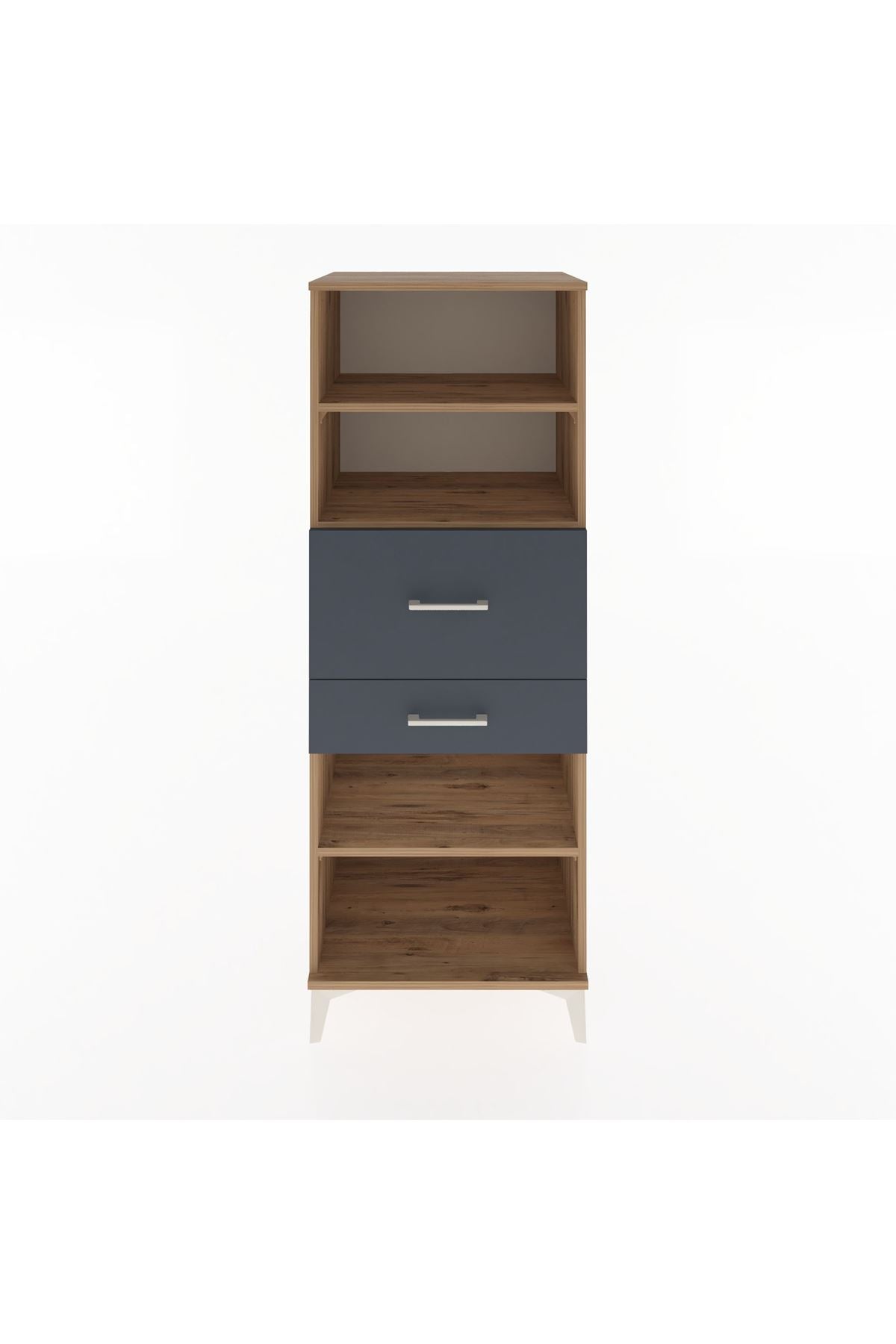 Hyperion Dolap 3 Raflı 2 Çekmeceli 60x44x163 Çam-Antrasit