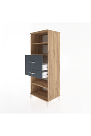 Hyperion Dolap 3 Raflı 2 Çekmeceli 60x44x163 Çam-Antrasit