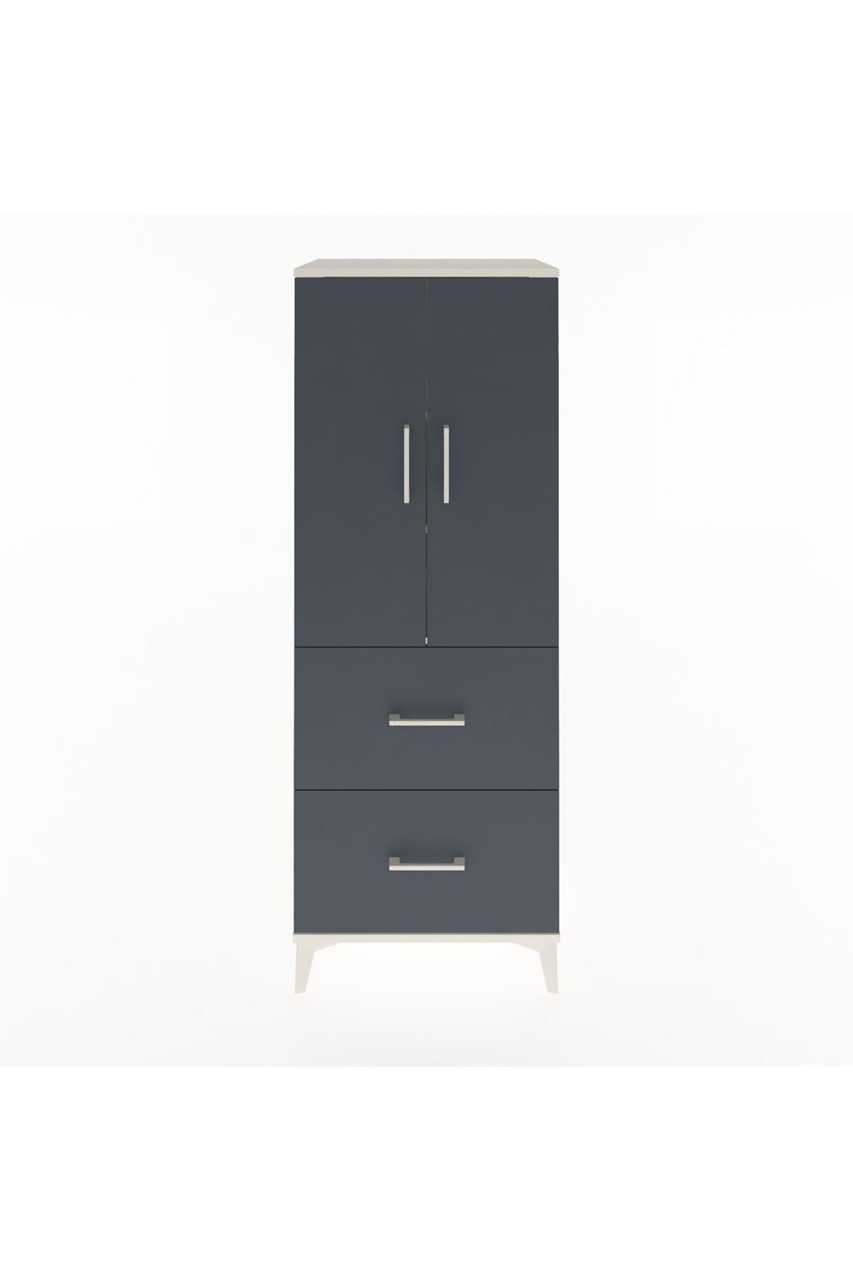 Hyperion Dolap 3 Raflı 2 Çekmeceli 2 Kapaklı 60x44x163 Aytaşı-Antrasit