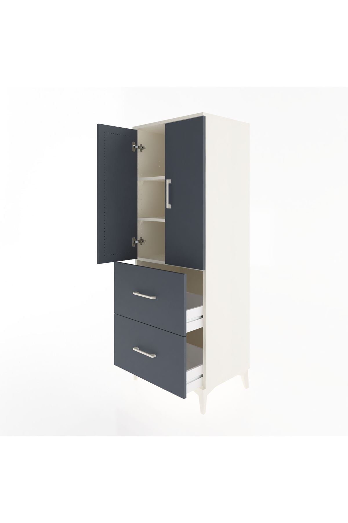 Hyperion Dolap 3 Raflı 2 Çekmeceli 2 Kapaklı 60x44x163 Aytaşı-Antrasit