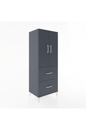 Hyperion Dolap 3 Raflı 2 Çekmeceli 2 Kapaklı 60x44x163 Antrasit-Antrasit