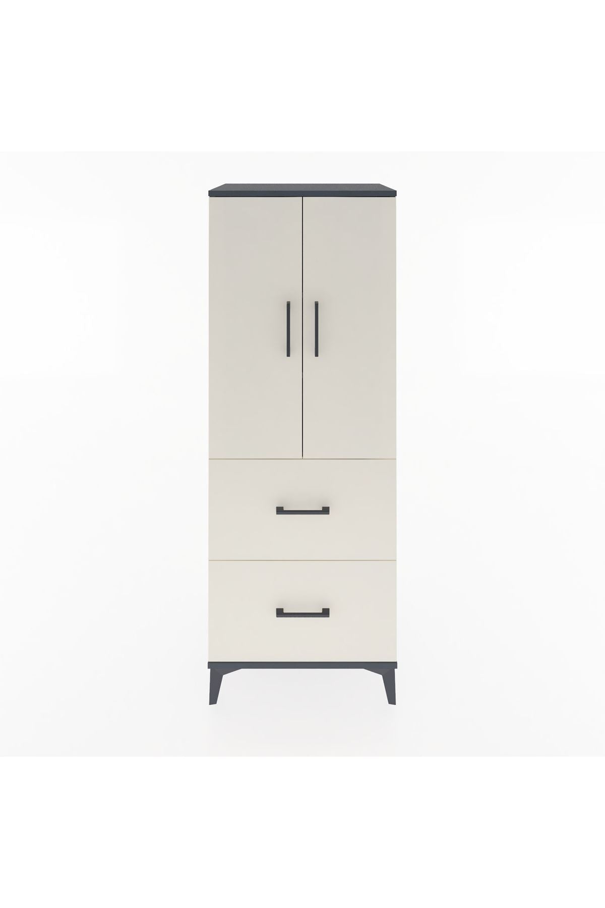 Hyperion Dolap 3 Raflı 2 Çekmeceli 2 Kapaklı 60x44x163 Antrasit-Aytaşı
