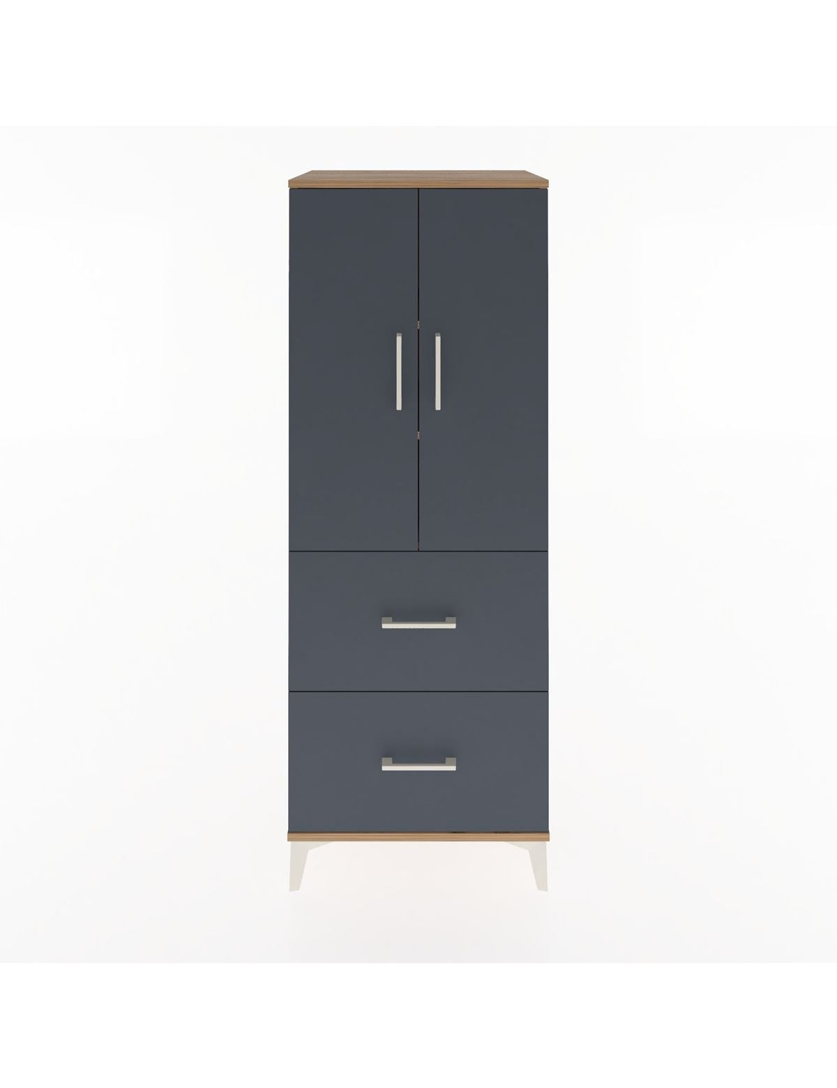 Hyperion Dolap 3 Raflı 2 Çekmeceli 2 Kapaklı 60x44x163 Çam-Antrasit