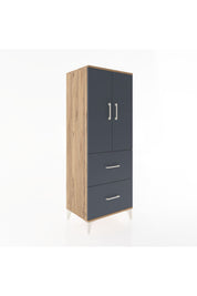 Hyperion Dolap 3 Raflı 2 Çekmeceli 2 Kapaklı 60x44x163 Çam-Antrasit