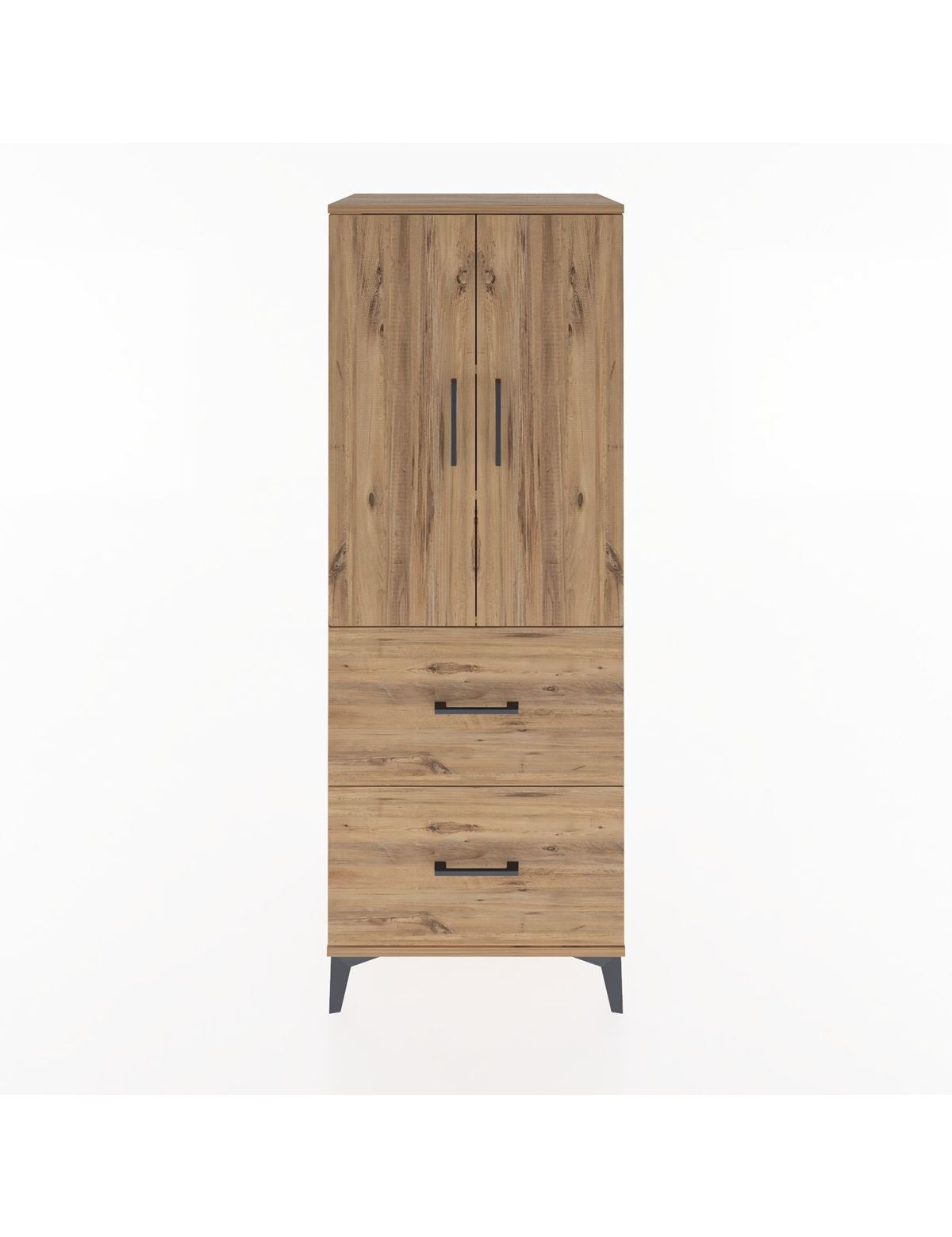 Hyperion Dolap 3 Raflı 2 Çekmeceli 2 Kapaklı 60x44x163 Çam-Çam