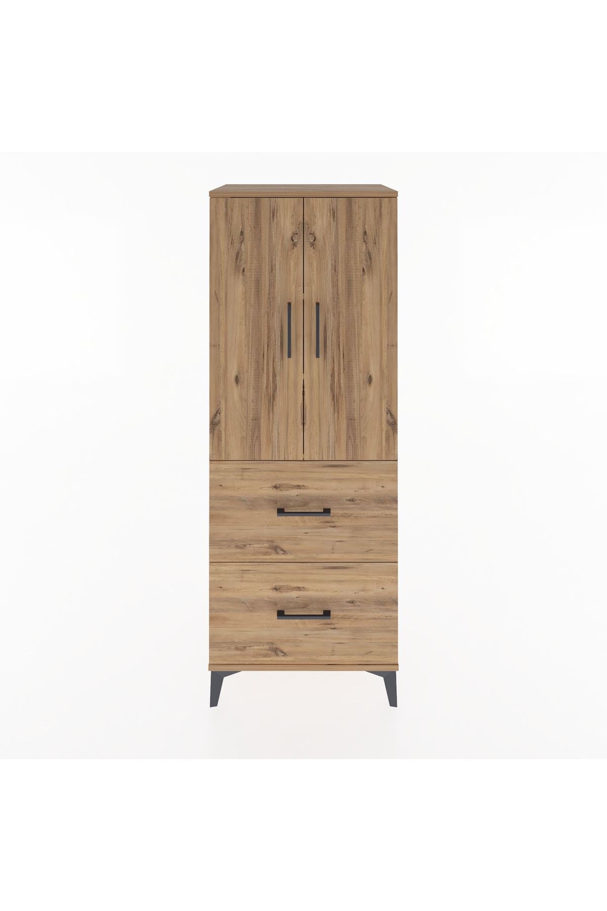 Hyperion Dolap 3 Raflı 2 Çekmeceli 2 Kapaklı 60x44x163 Çam-Çam