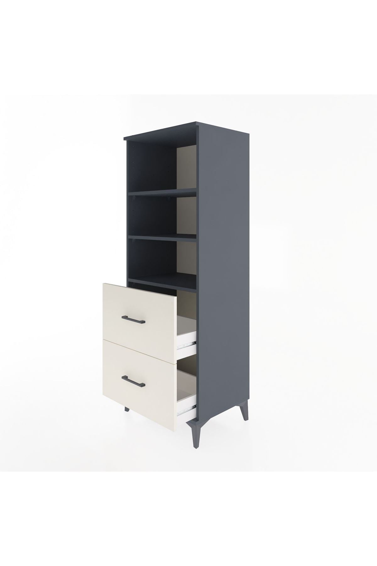 Hyperion Dolap 3 Raflı 2 Çekmeceli 60x44x163 Antrasit-Aytaşı