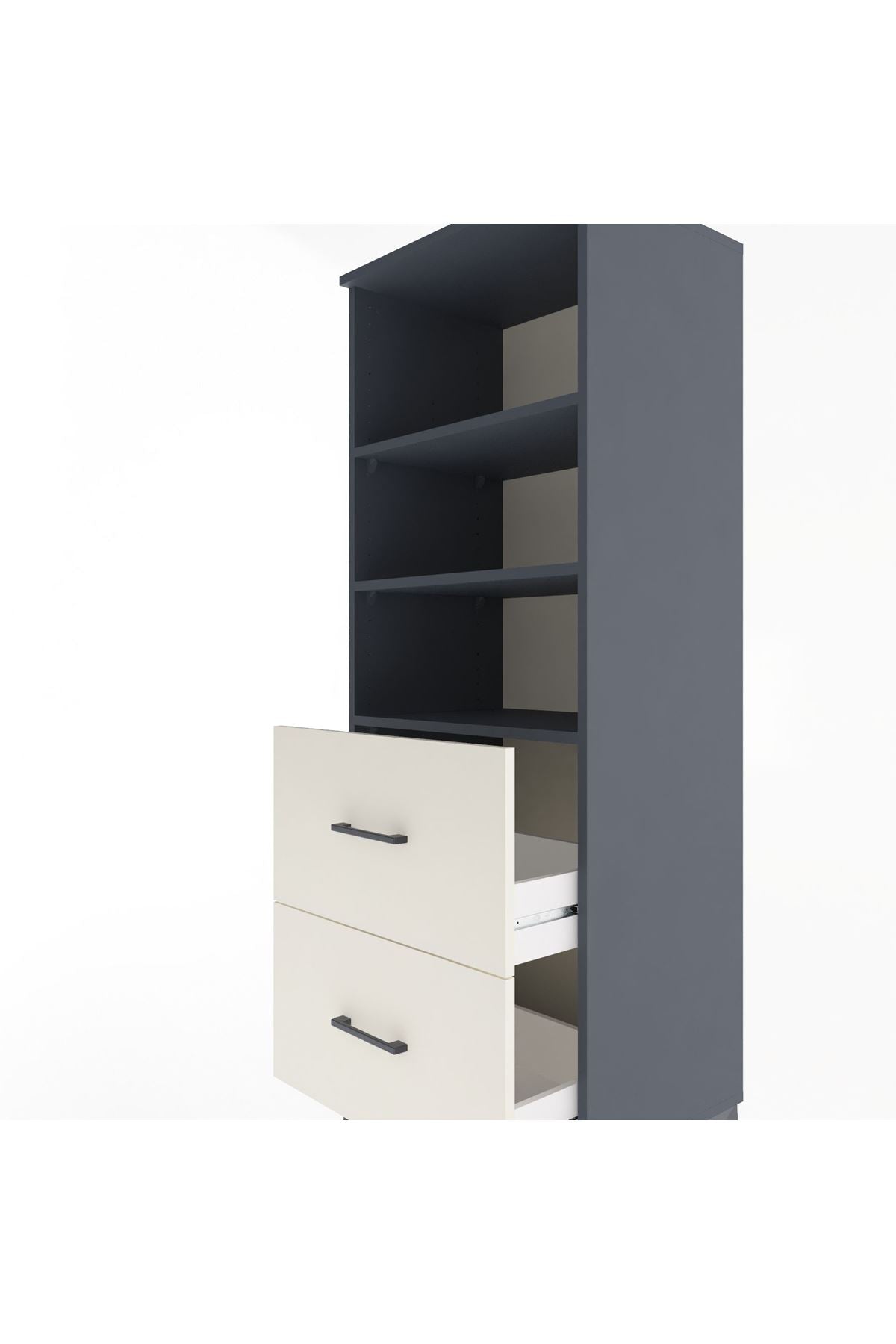 Hyperion Dolap 3 Raflı 2 Çekmeceli 60x44x163 Antrasit-Aytaşı