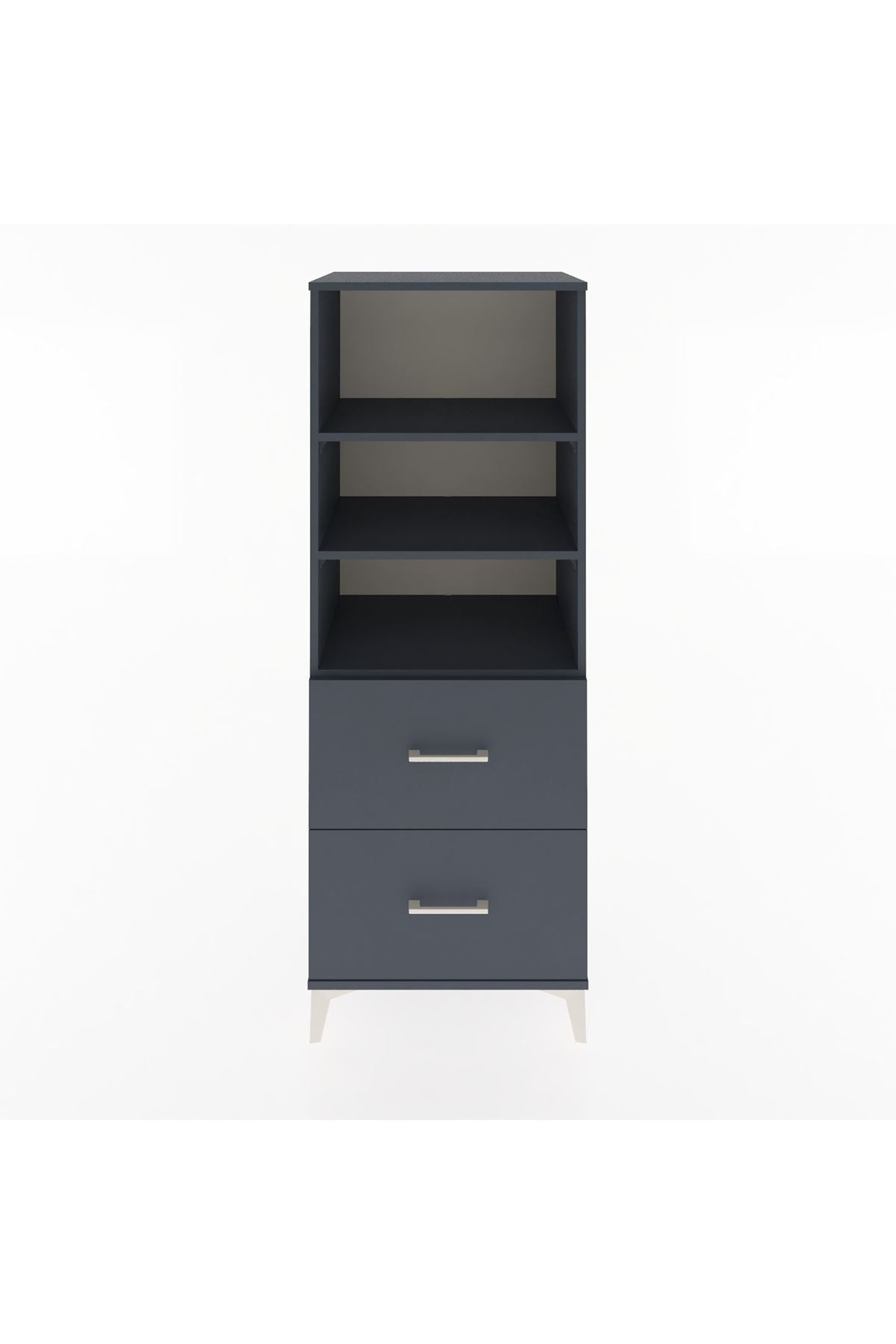 Hyperion Dolap 3 Raflı 2 Çekmeceli 60x44x163 Antrasit-Antrasit