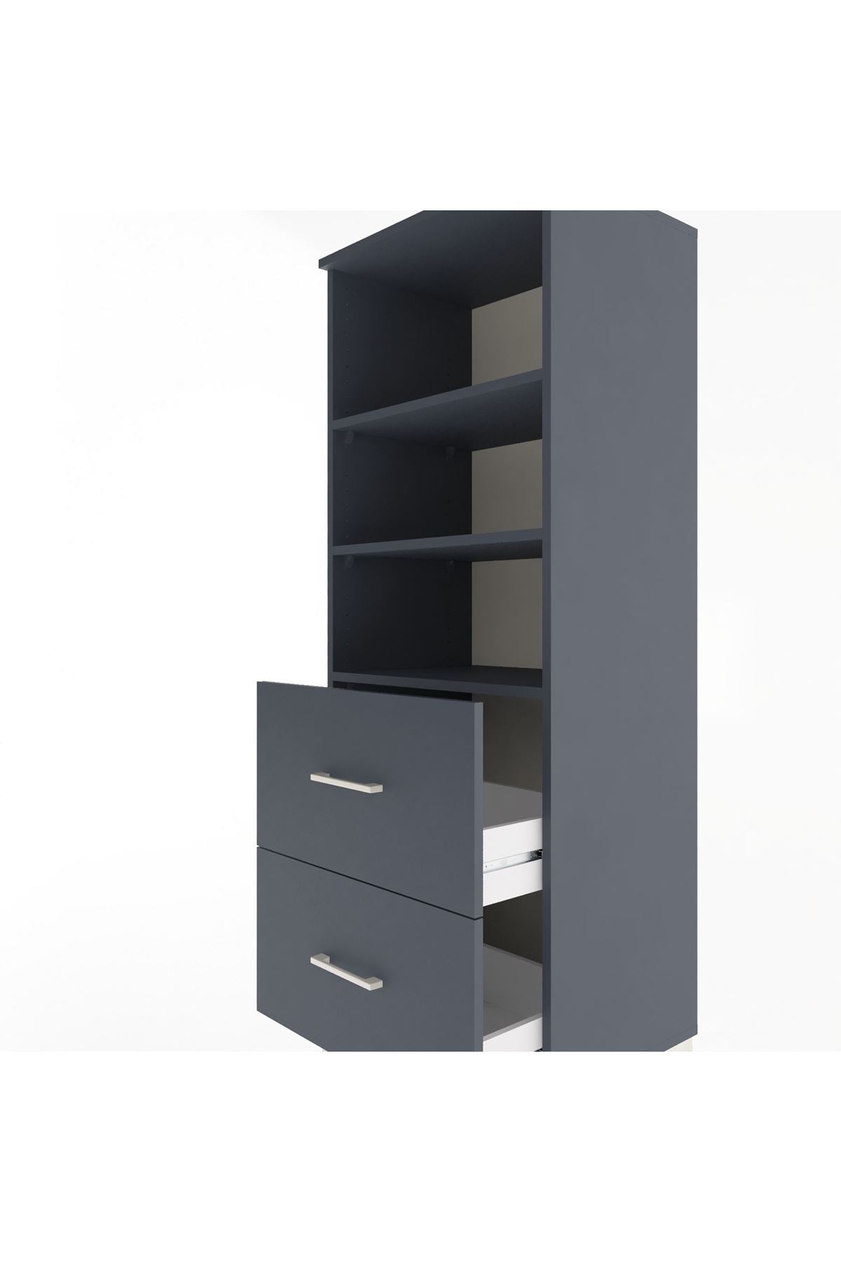 Hyperion Dolap 3 Raflı 2 Çekmeceli 60x44x163 Antrasit-Antrasit