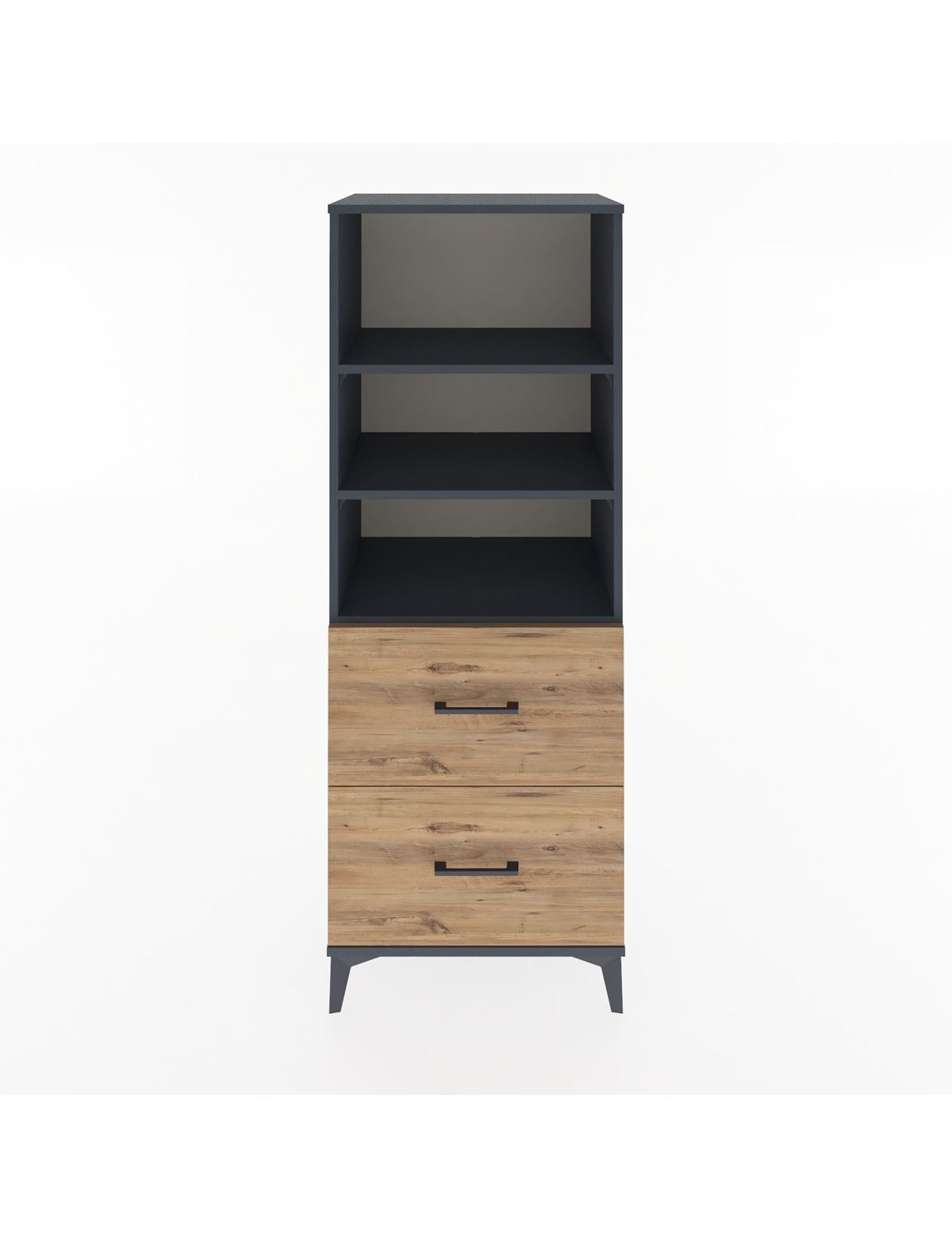 Hyperion Dolap 3 Raflı 2 Çekmeceli 60x44x163 Antrasit-Çam