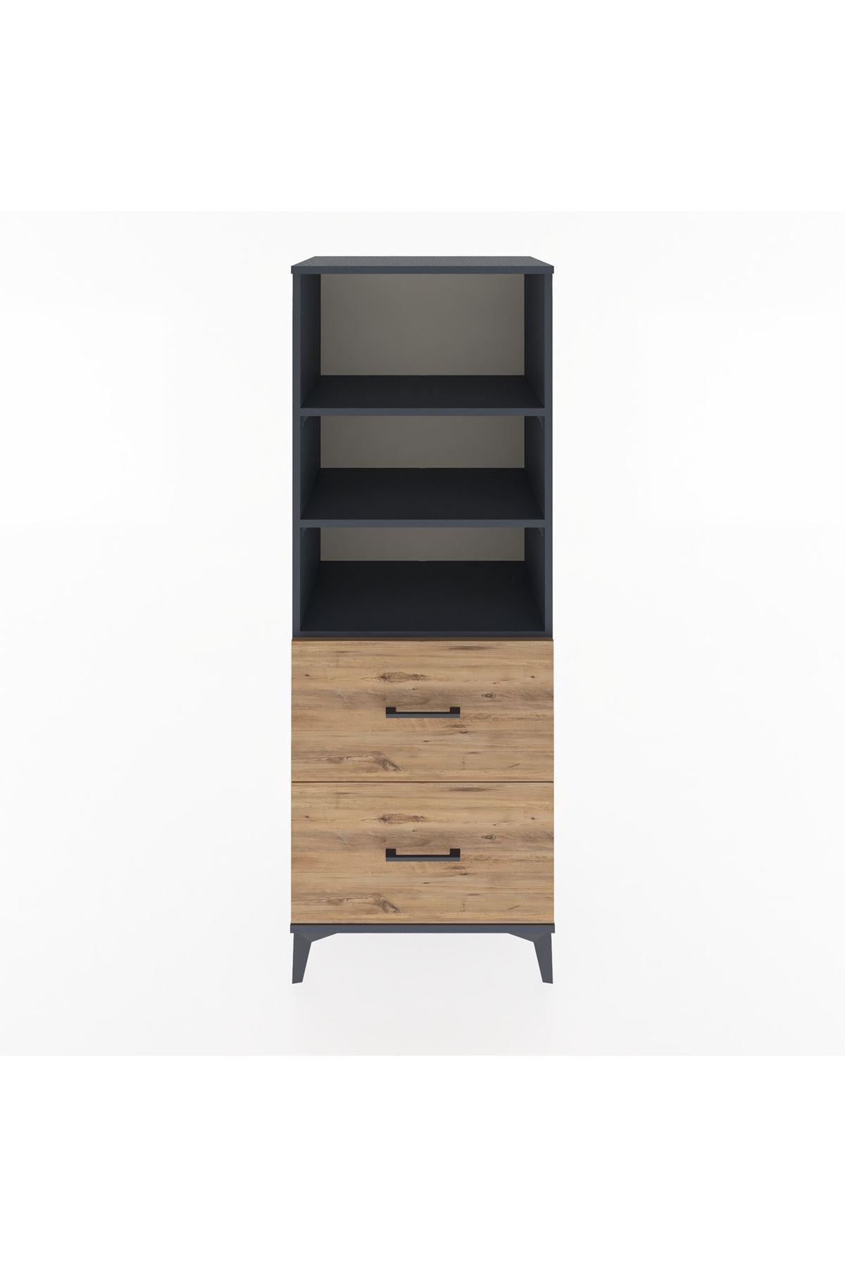 Hyperion Dolap 3 Raflı 2 Çekmeceli 60x44x163 Antrasit-Çam