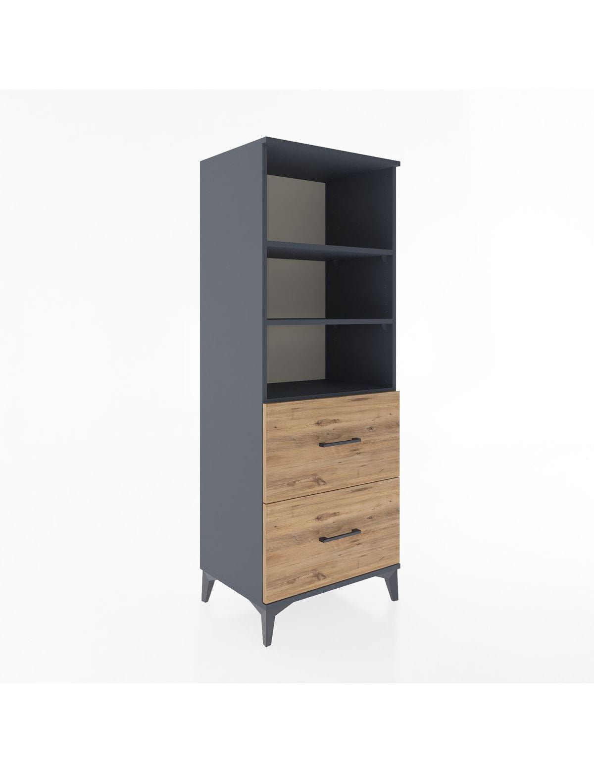 Hyperion Dolap 3 Raflı 2 Çekmeceli 60x44x163 Antrasit-Çam