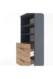 Hyperion Dolap 3 Raflı 2 Çekmeceli 60x44x163 Antrasit-Çam