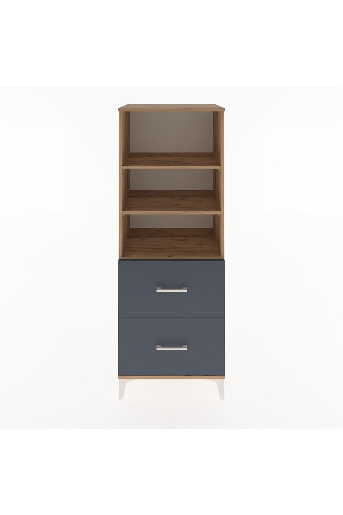Hyperion Dolap 3 Raflı 2 Çekmeceli 60x44x163 Çam-Antrasit