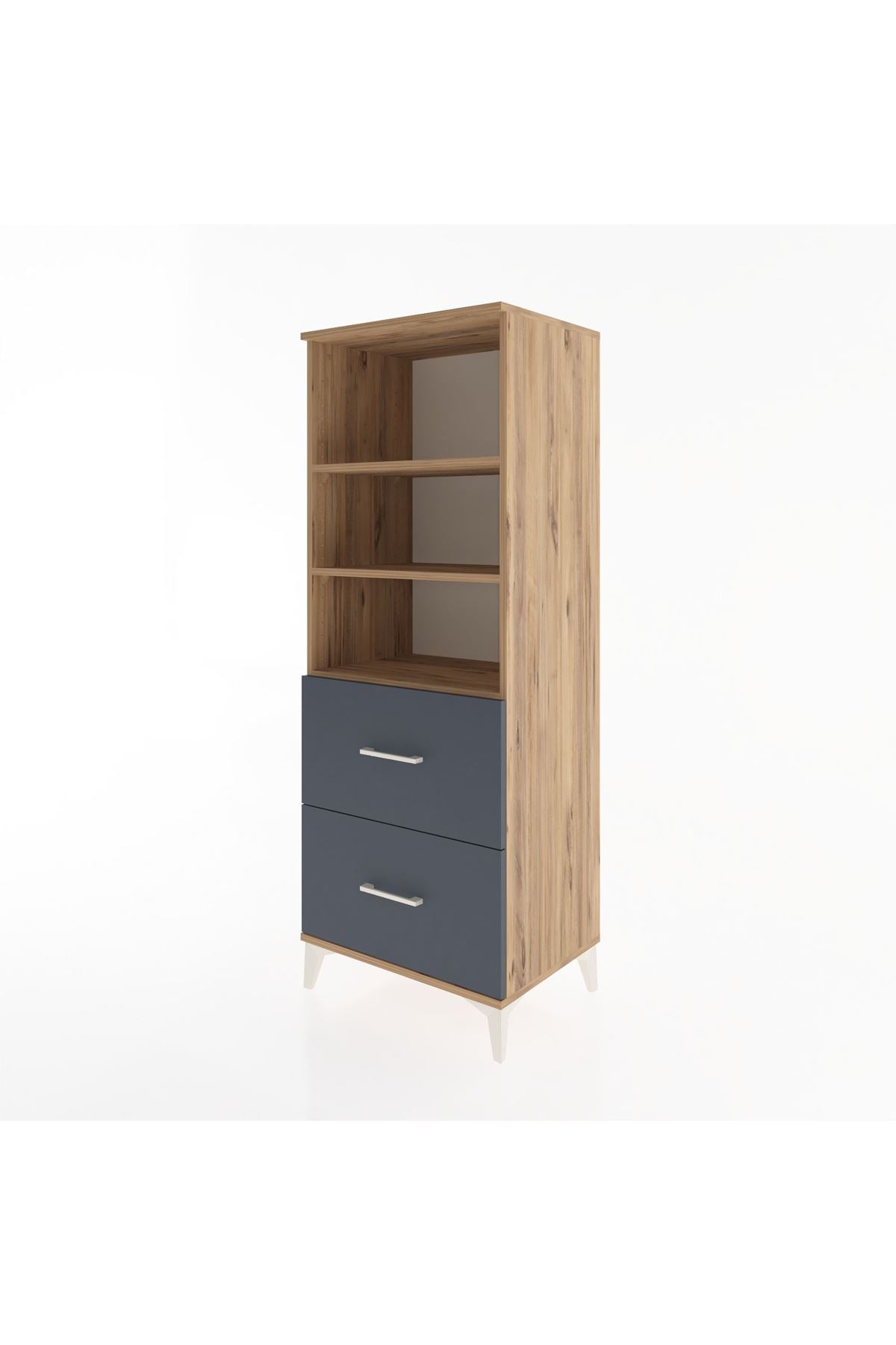 Hyperion Dolap 3 Raflı 2 Çekmeceli 60x44x163 Çam-Antrasit