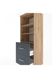 Hyperion Dolap 3 Raflı 2 Çekmeceli 60x44x163 Çam-Antrasit