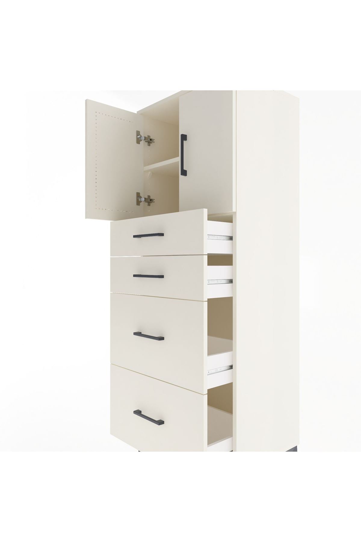 Hyperion Dolap 2 Raflı 4 Çekmeceli 2 Kapaklı 60x44x163 Aytaşı-Aytaşı