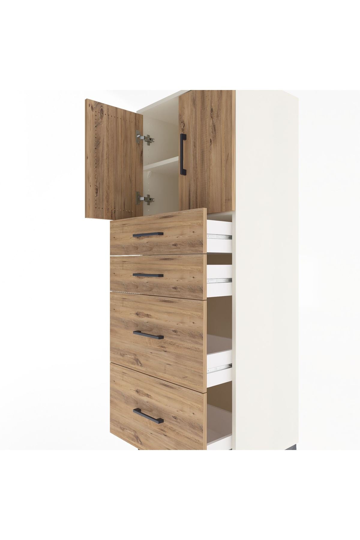 Hyperion Dolap 2 Raflı 4 Çekmeceli 2 Kapaklı 60x44x163 Aytaşı-Çam