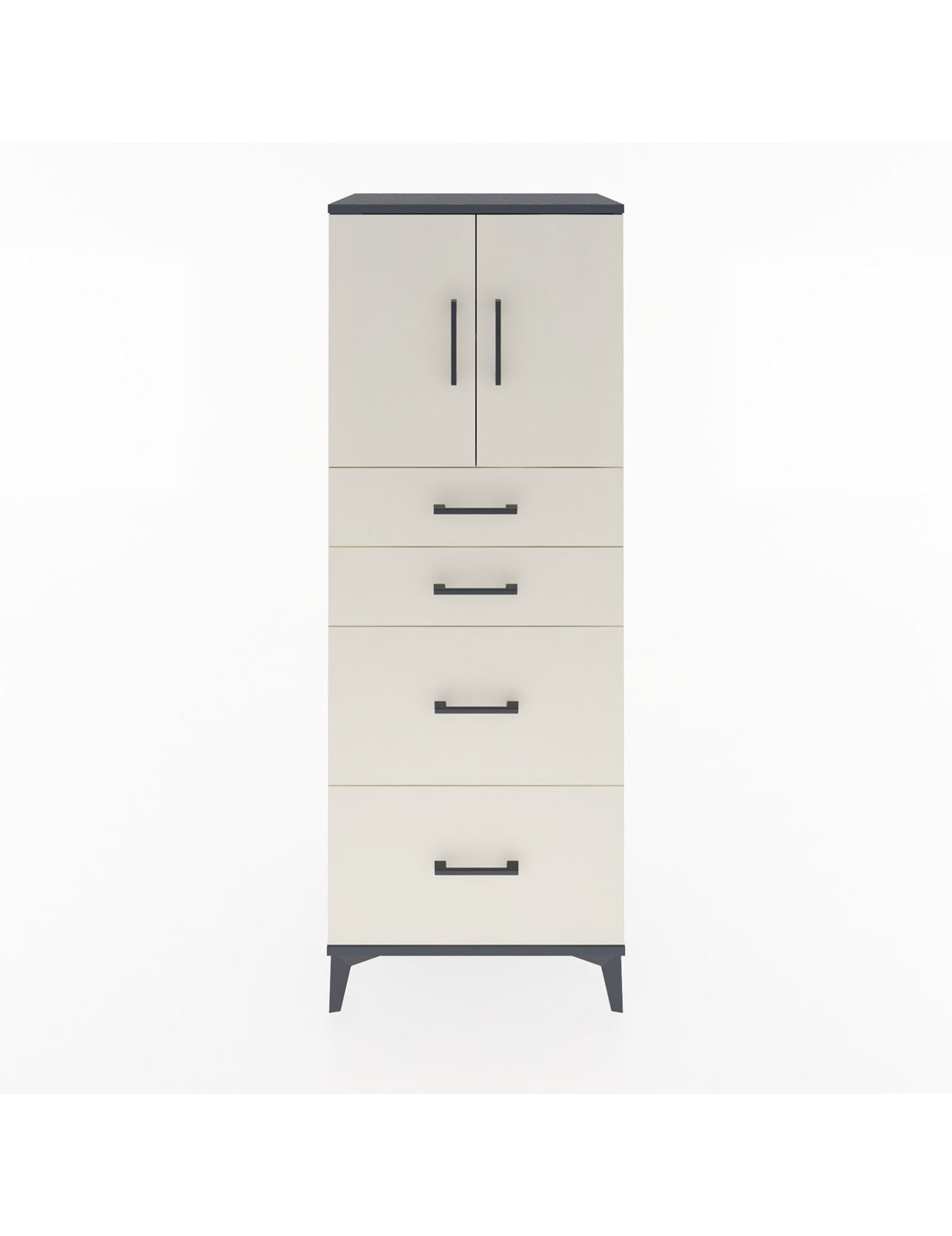 Hyperion Dolap 2 Raflı 4 Çekmeceli 2 Kapaklı 60x44x163 Antrasit-Aytaşı