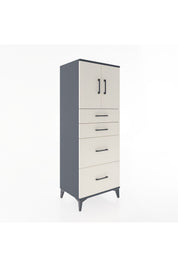 Hyperion Dolap 2 Raflı 4 Çekmeceli 2 Kapaklı 60x44x163 Antrasit-Aytaşı