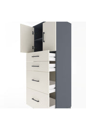 Hyperion Dolap 2 Raflı 4 Çekmeceli 2 Kapaklı 60x44x163 Antrasit-Aytaşı