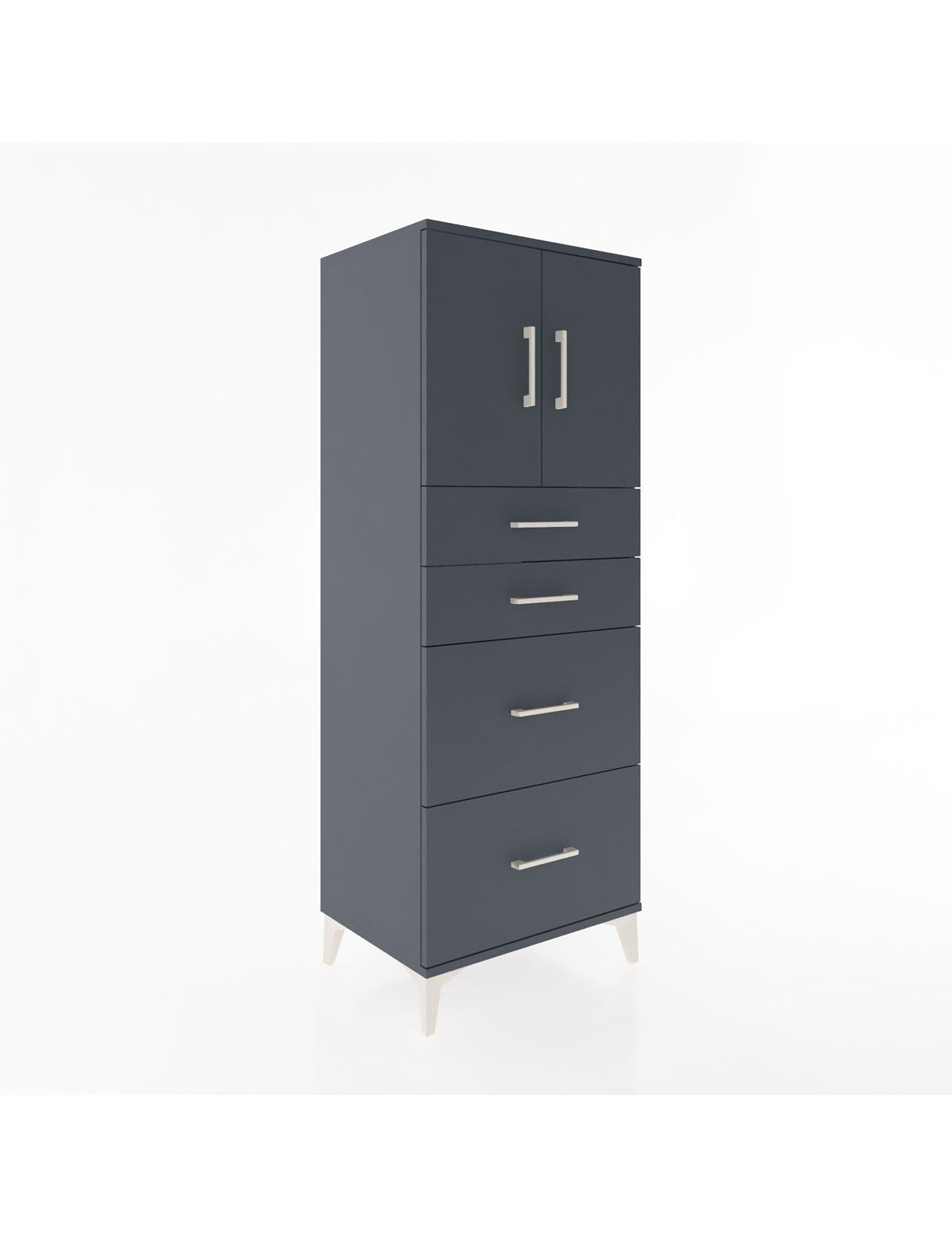 Hyperion Dolap 2 Raflı 4 Çekmeceli 2 Kapaklı 60x44x163 Antrasit-Antrasit