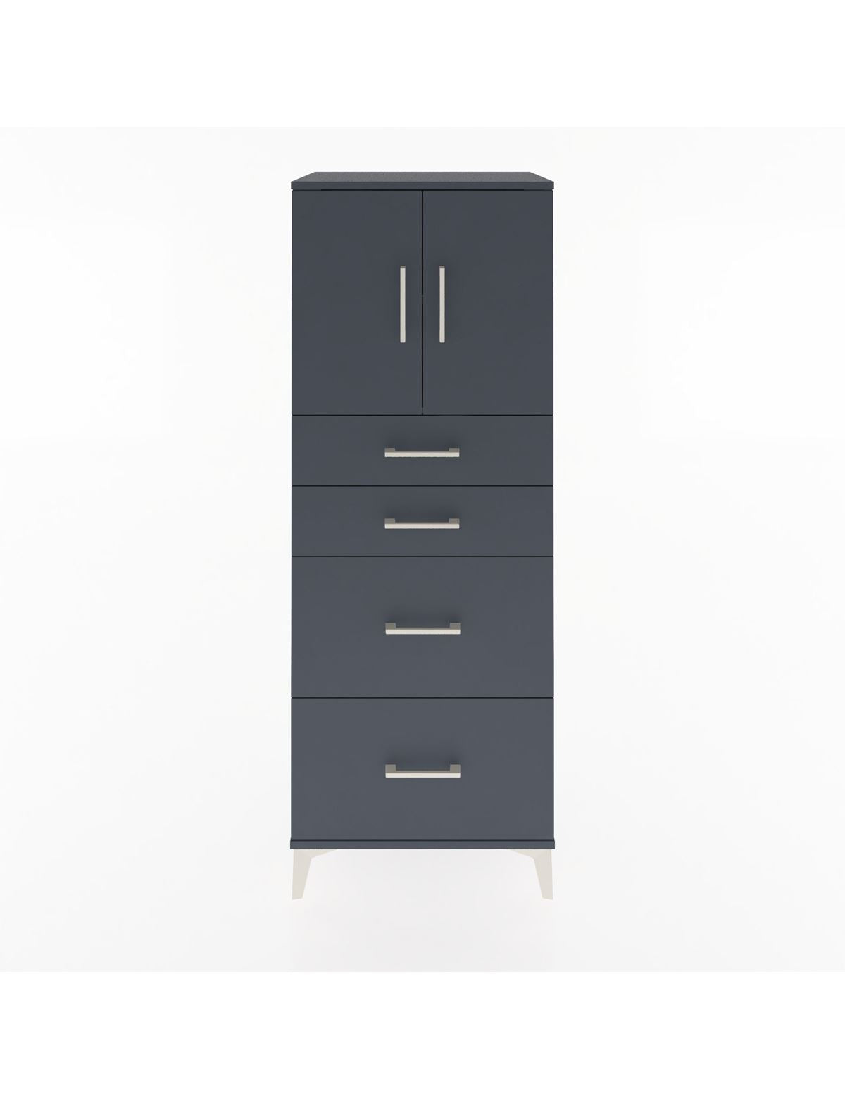 Hyperion Dolap 2 Raflı 4 Çekmeceli 2 Kapaklı 60x44x163 Antrasit-Antrasit