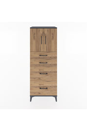 Hyperion Dolap 2 Raflı 4 Çekmeceli 2 Kapaklı 60x44x163 Antrasit-Çam