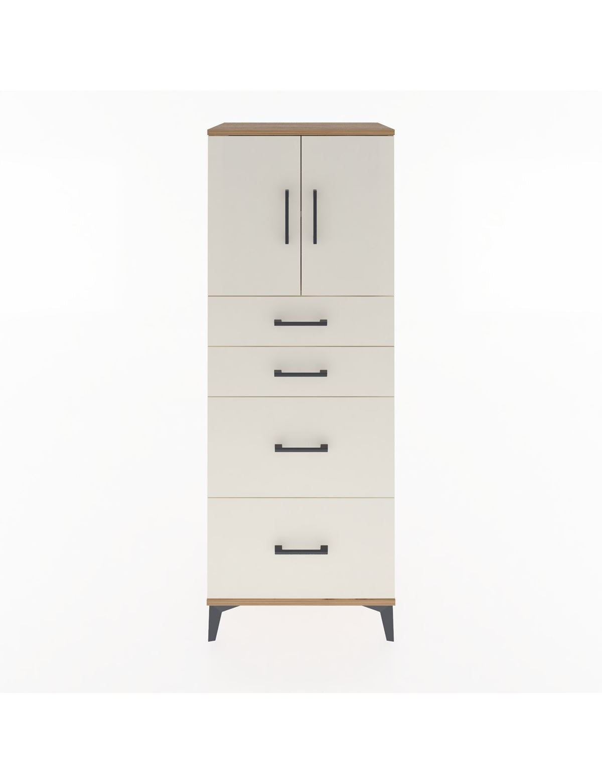 Hyperion Dolap 2 Raflı 4 Çekmeceli 2 Kapaklı 60x44x163 Çam-Aytaşı