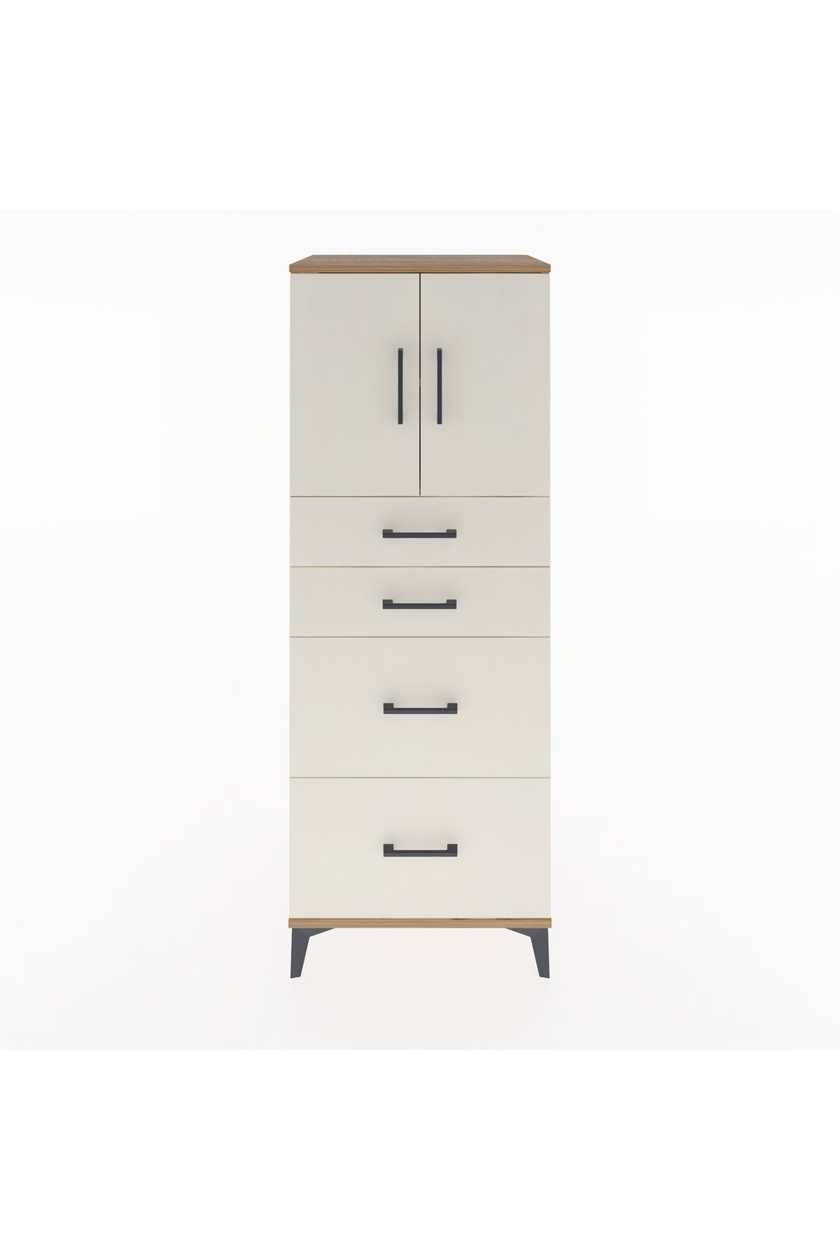 Hyperion Dolap 2 Raflı 4 Çekmeceli 2 Kapaklı 60x44x163 Çam-Aytaşı